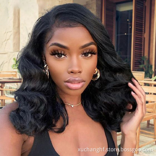 Wholesale Human Hair Lace Front Short Bob Body Wave Wig,Full Hd Frontal Wig Ocean Wave Bob Wig,13*4 Brazilian Human Hair Wigs